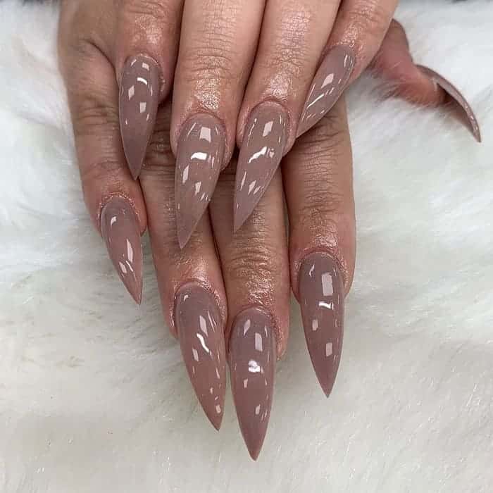 long nude stiletto nails