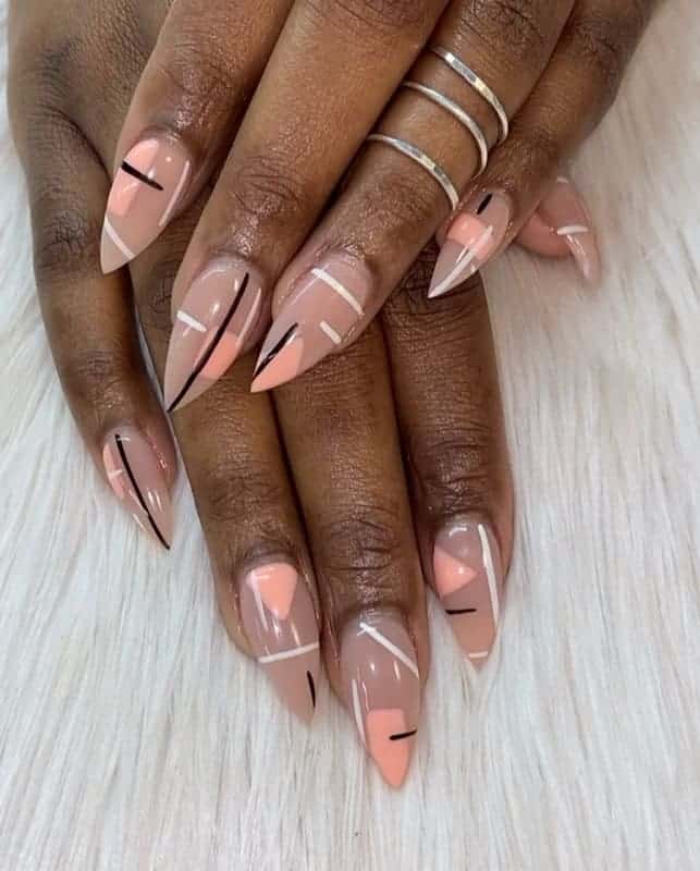 nude stiletto acrylic nails