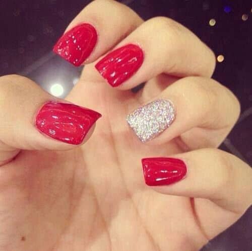 Red Accent Nail designs