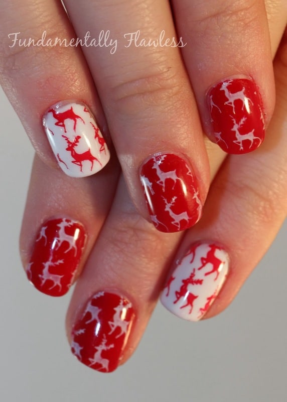 Marble Reindeer Nail Design