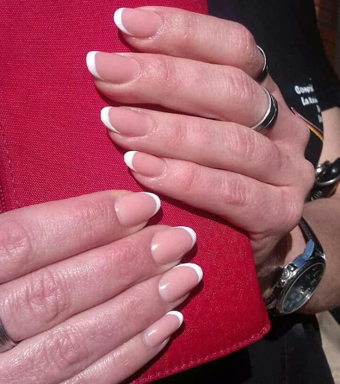 Short Oval Shaped French Nails