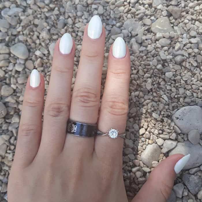 Short White Almond Acrylic Nails 