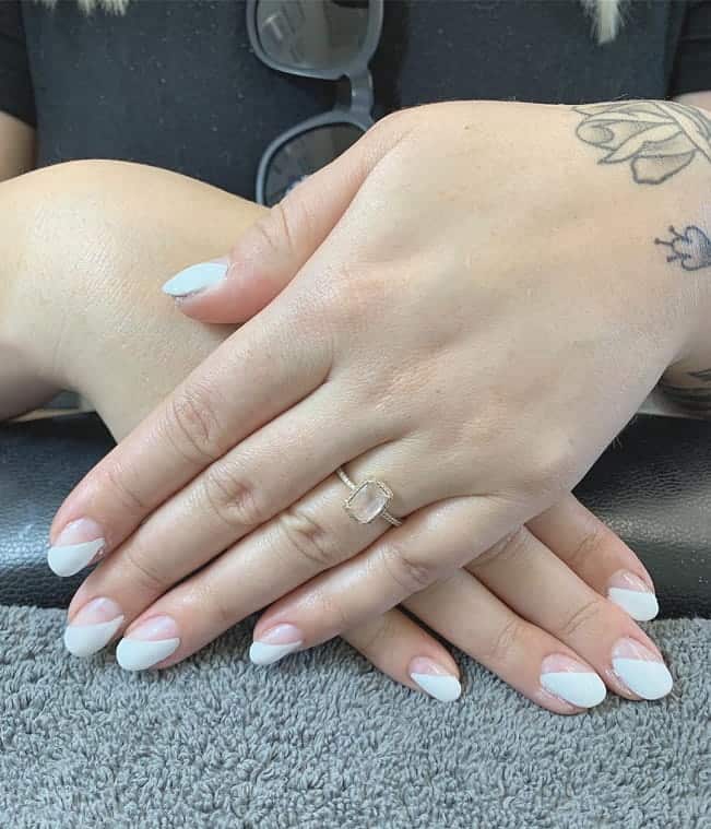 Short White Oval Nails