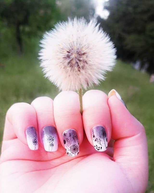 dandelion flower nail art