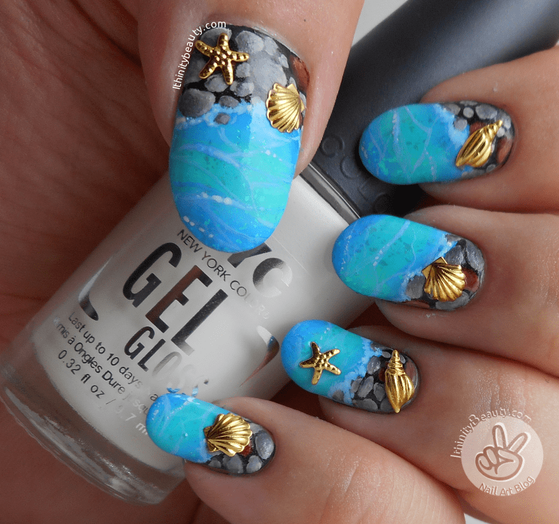 Sea Shells Beach Nail Design