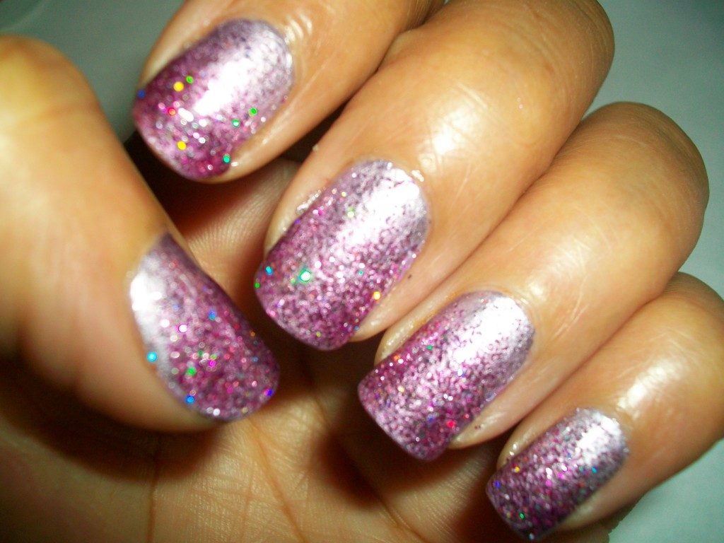 purple faded glitter ombre nail