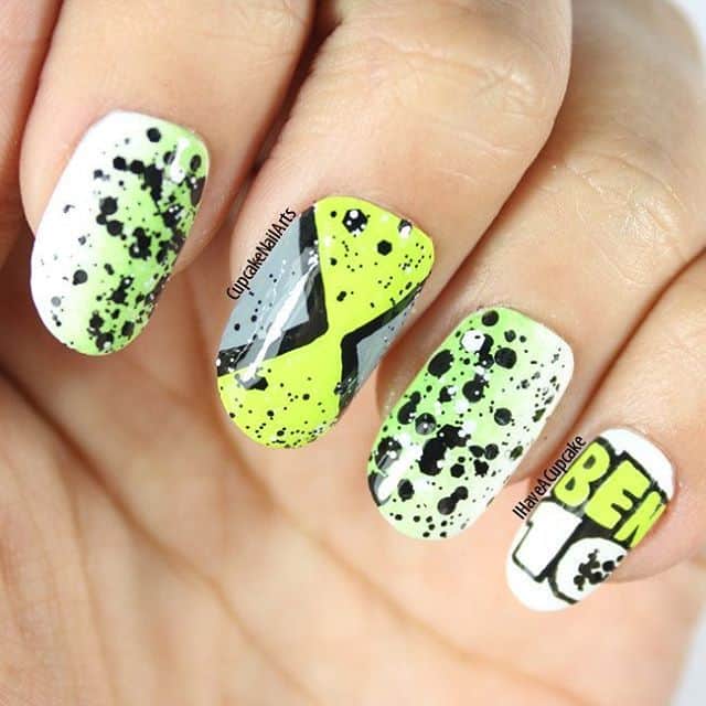 Ben10 cartoon nail art