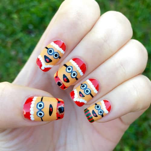 Santa clause minion nail design