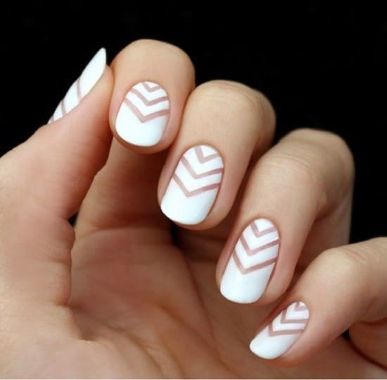  white chevron nail design