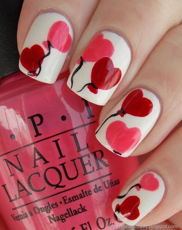 Balloon heart nail design