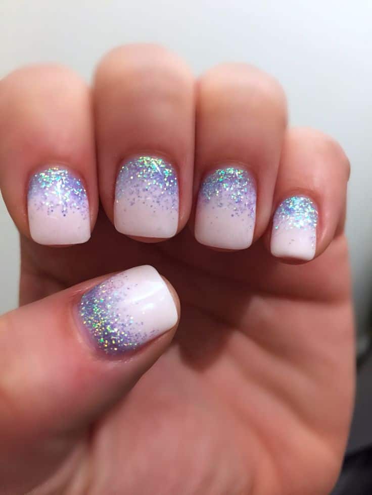 ombre nail ideas with glitter