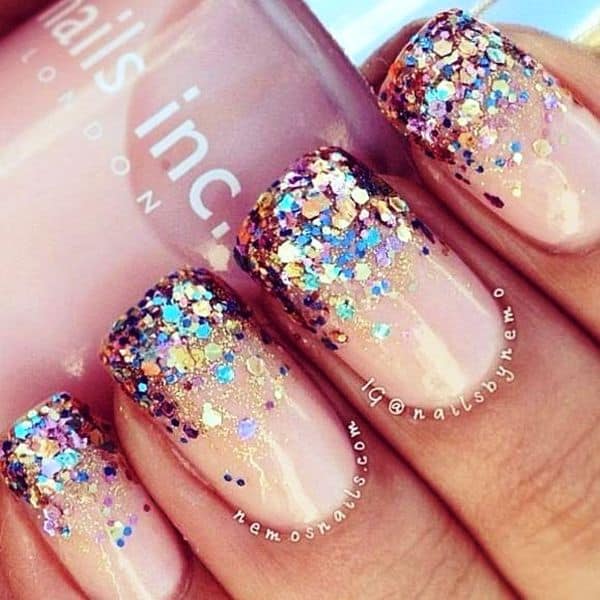 colorful glitter ombre nail