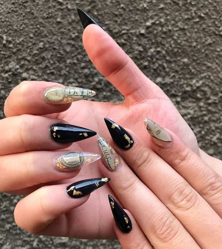 dollar stiletto nail art