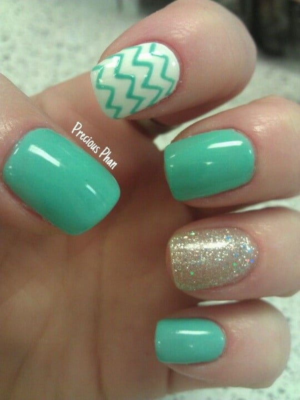 mint green chevron nail