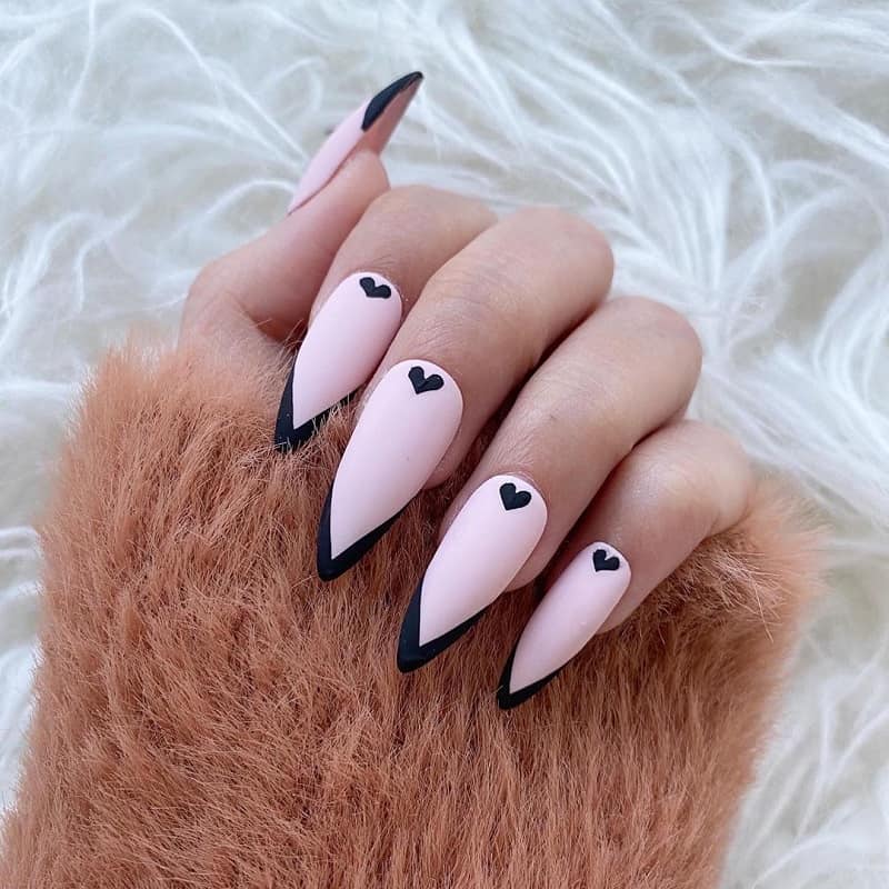 black tips nails with pink