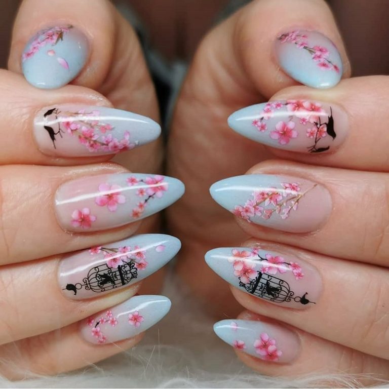 20 Charming Cherry Blossom Nail Art NailDesignCode