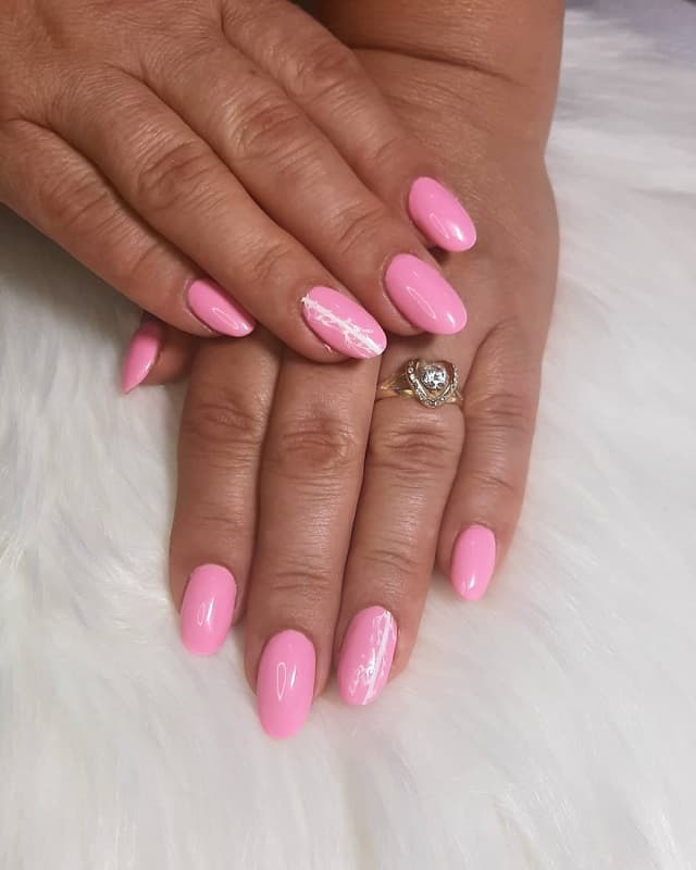 rounded acrylic baby pink nails