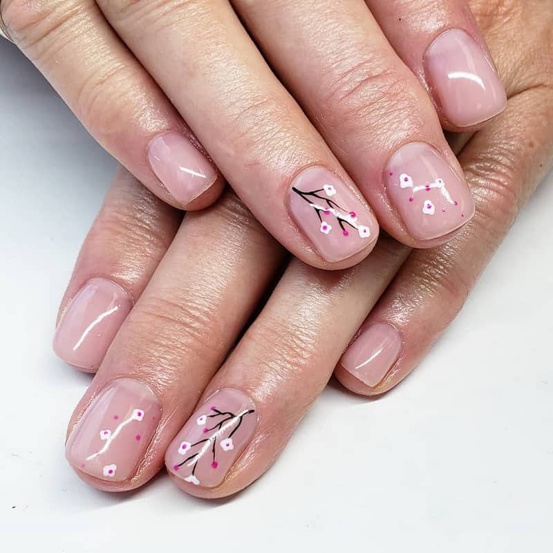  cherry blossom clear nail art 