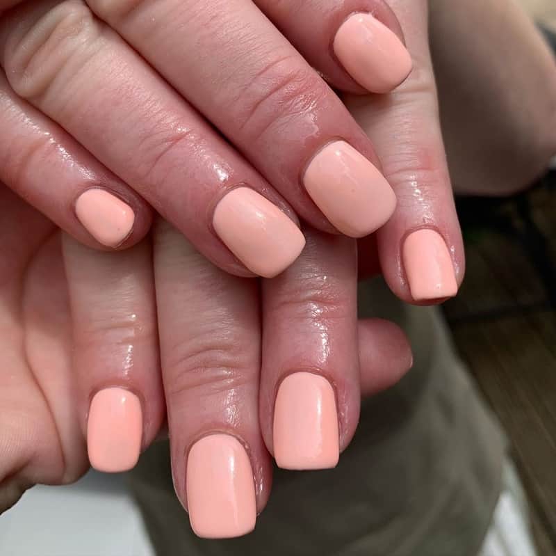 short square light pink nails