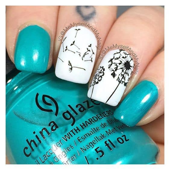 Dandelion Seeds nail art