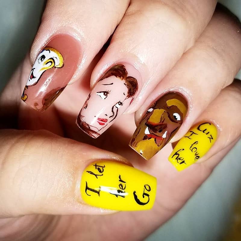 hand painted disney nails