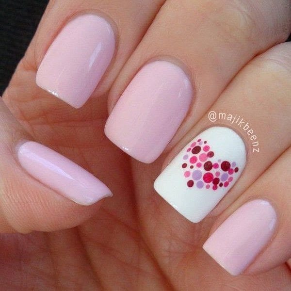 simple heart design nail