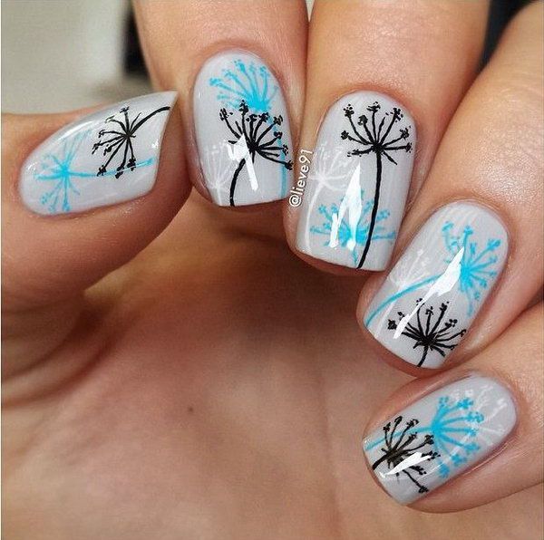 Simple Dandelion Nail Design