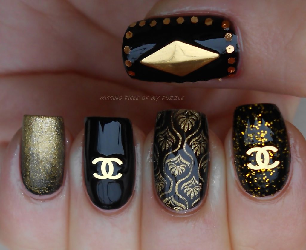 Gold & Black Chanel Nail Art