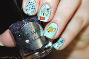 Bright pastel with glitter accents.