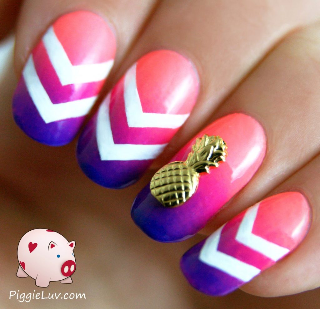 neon ombre chevron nail