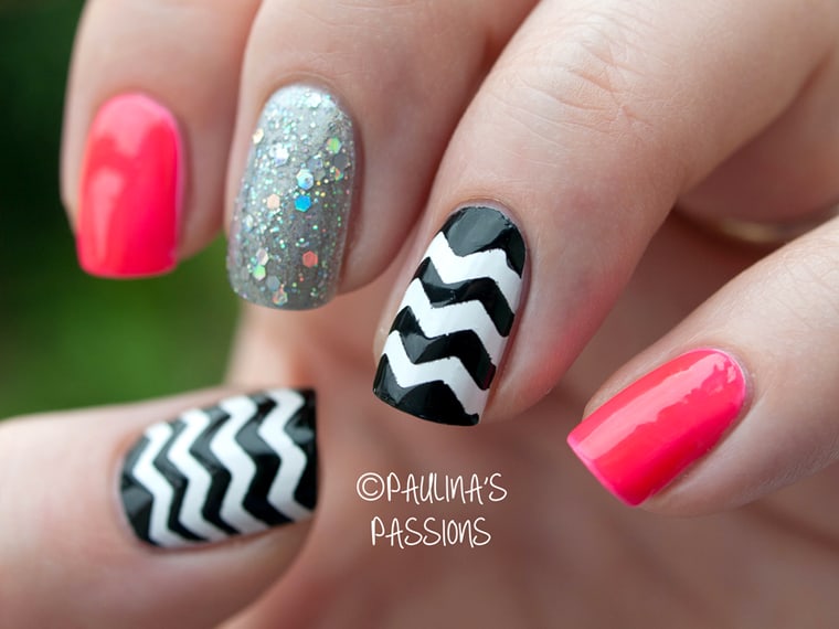 different combo chevron nail