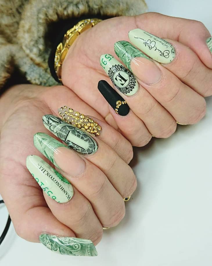 12 Dynamic Dollar Nail Art To Show Off Money NailDesignCode