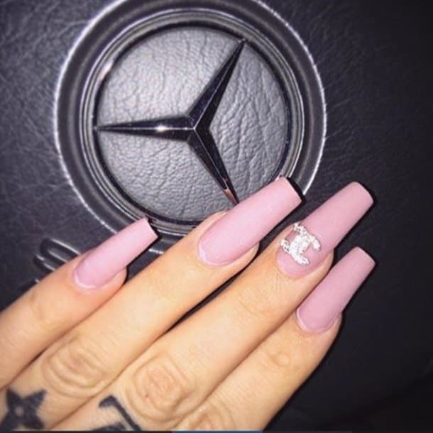 Chanel logo on Pink Ballerina Nail