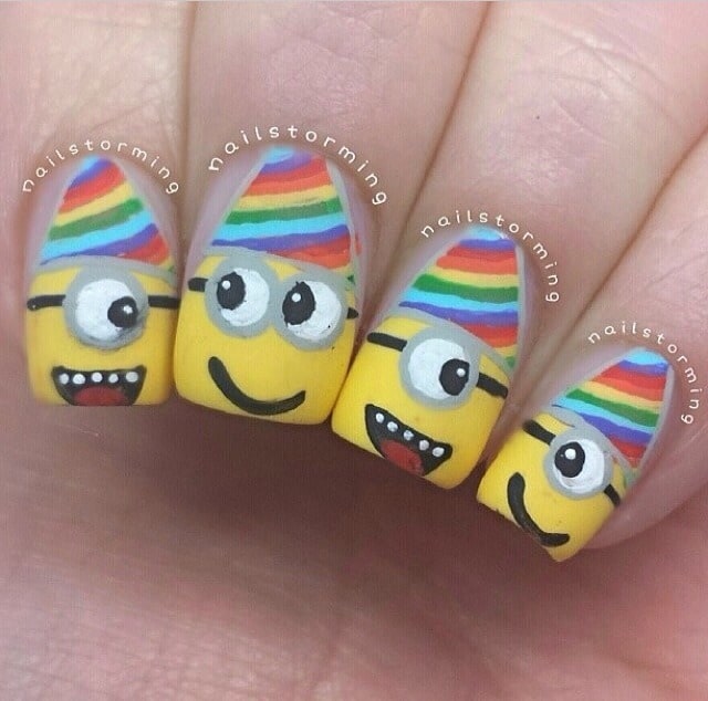 Colorful minion nail design