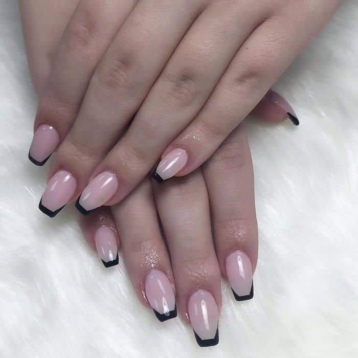 30 Eye-Catching Black Tip Nails That Are Simply Elegant