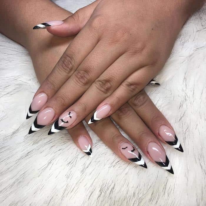 Black Tip Stiletto Nails