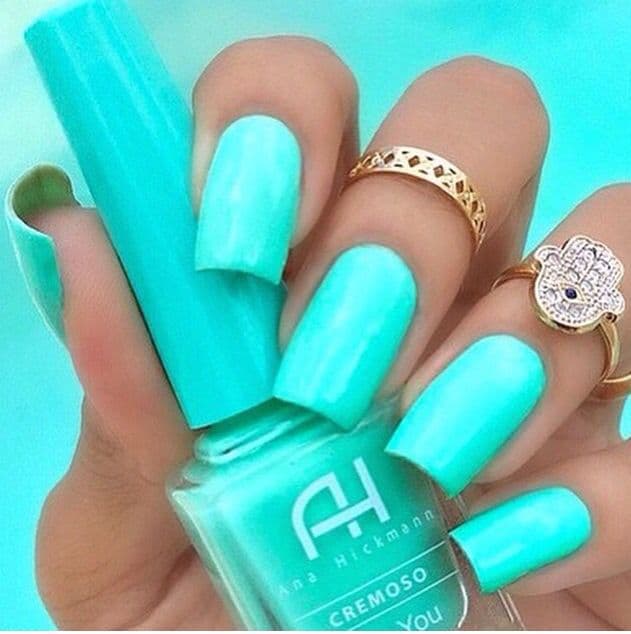 neon mint green nail