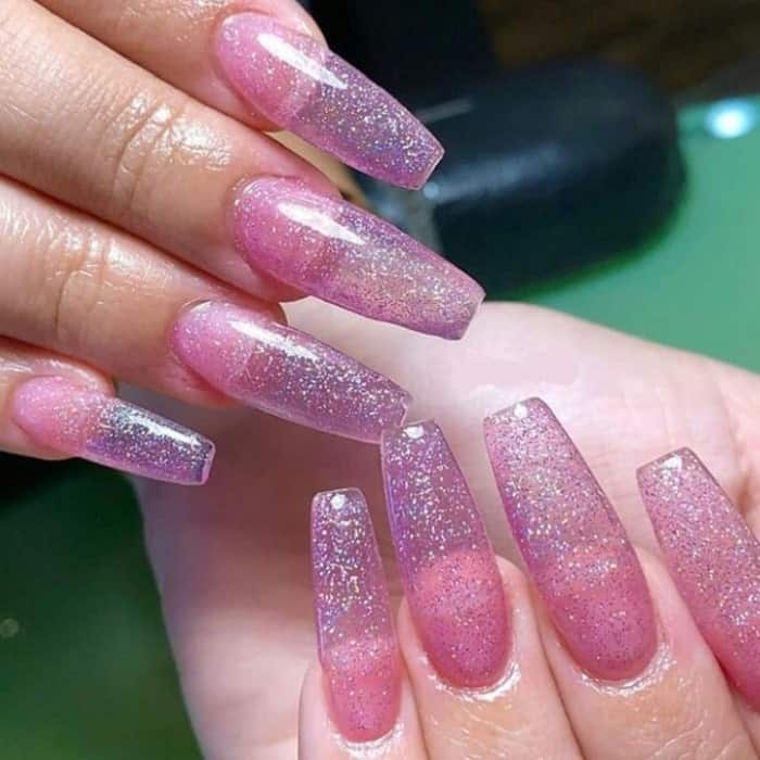 clear pink nails 