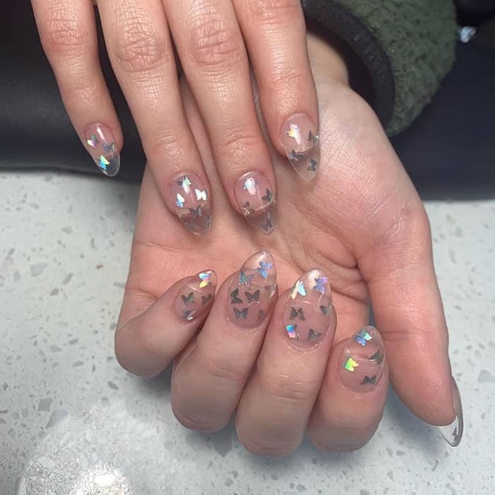 short clear nail design