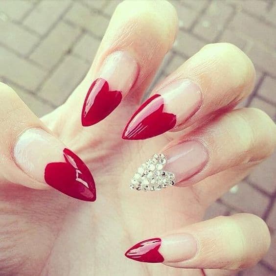 heart tip stiletto nail