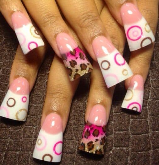 Pink Leopard Duckbill Nails