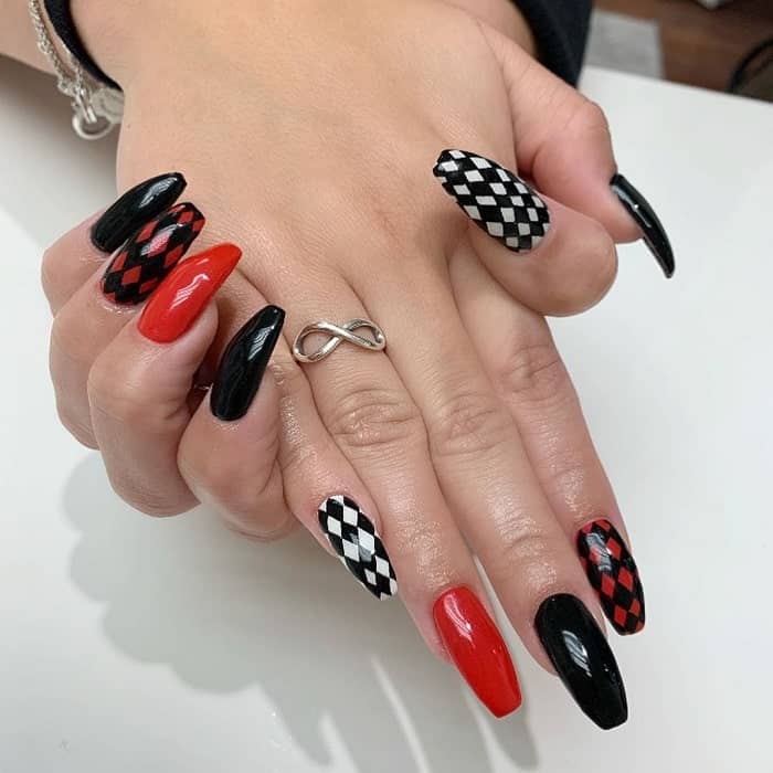 Harley Quinn Coffin Nails