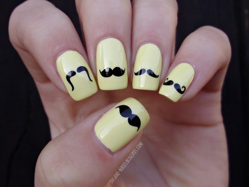 Different Mustache design on nail