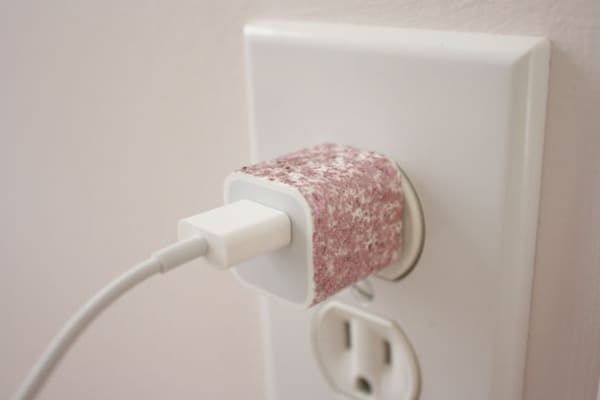 Customised charger with nail polish 