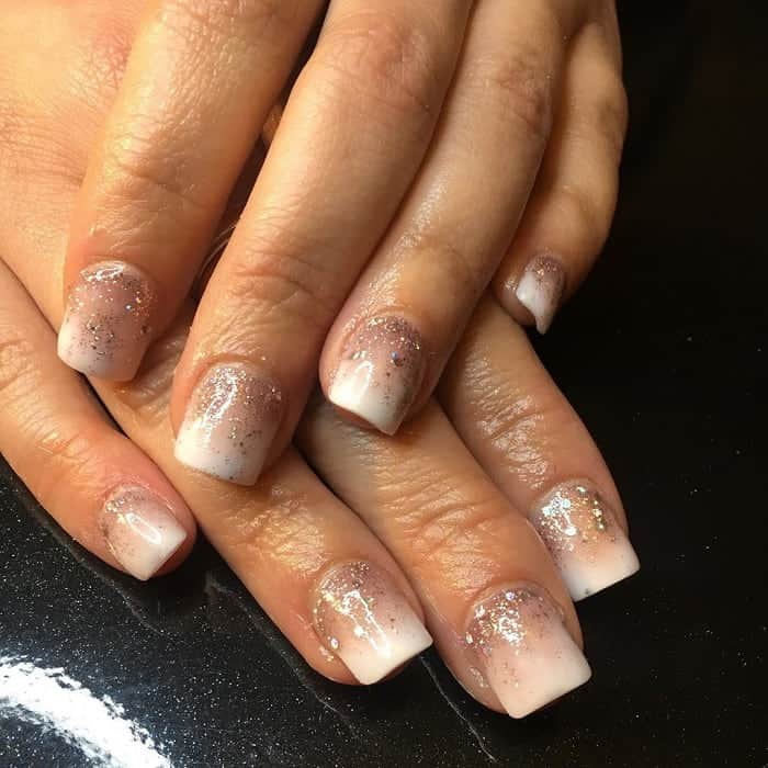 Short Square Nails with Glitter