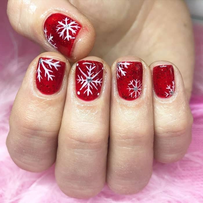 Short Square Red Nails