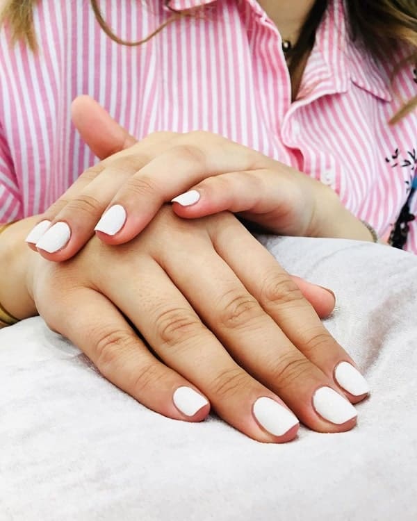 Short White Square Nails