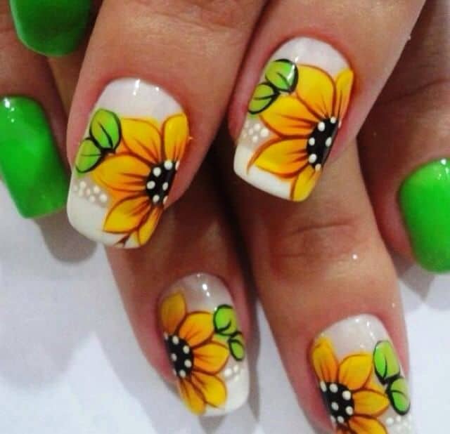 Sunflower Nail Art Toes