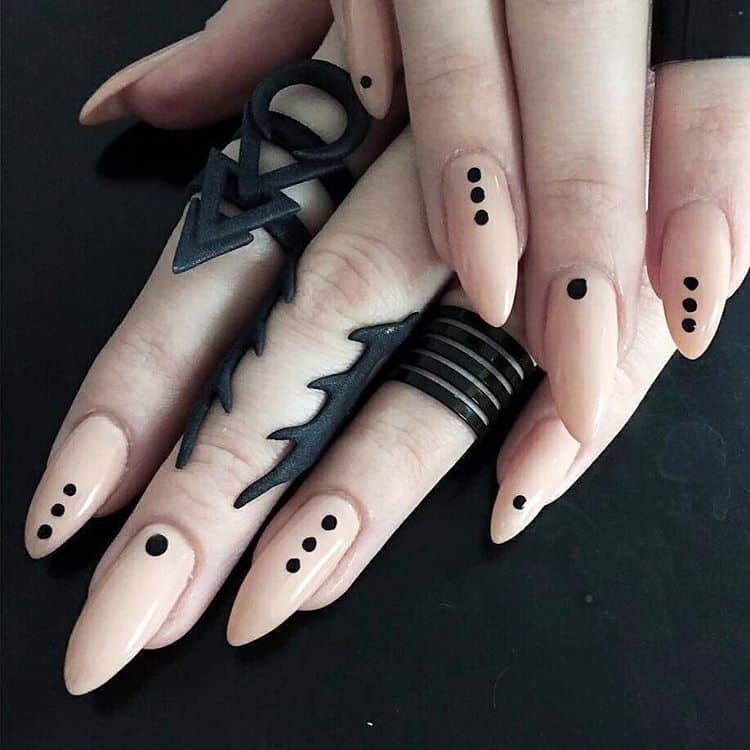 Black dot minimalist nail design