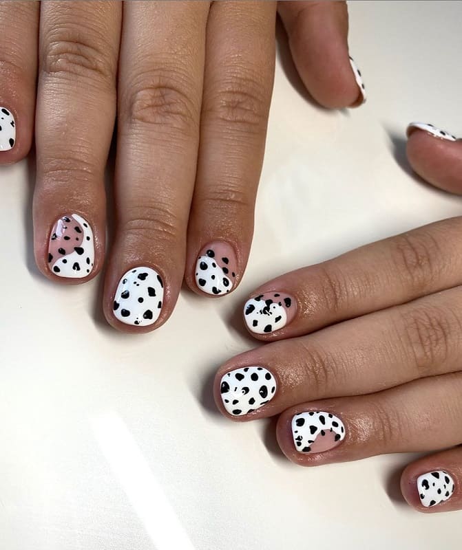 black and white nail design for teens